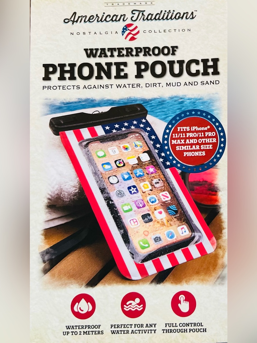 New American Traditions Waterproof Phone Pouch - Fits iPhone 11 Pro Max & More